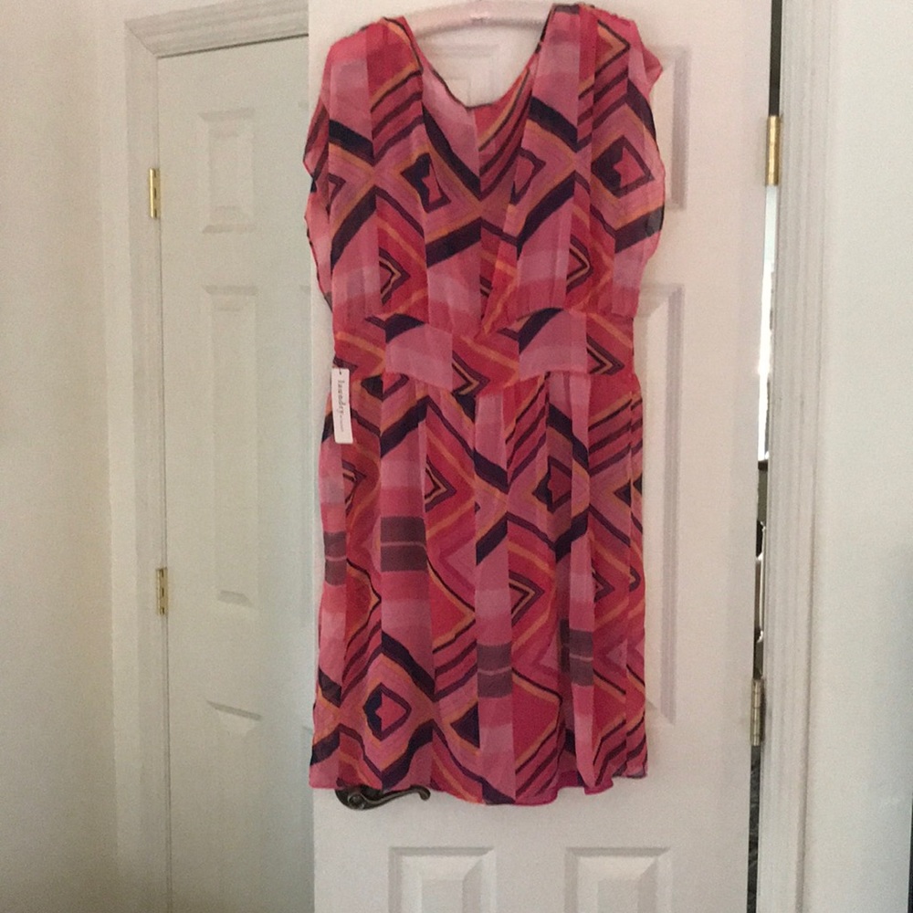 Laundry Peach/Pink Geometric Sun-Dress.18164 - Picture 3 of 6